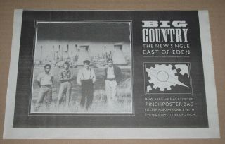 Big Country - East Of Eden - 1984 - Music Advert 11 X 8 In Wall Art
