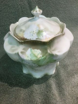 R S Prussia Antique Porcelain Biscuit Jar (with Lid)