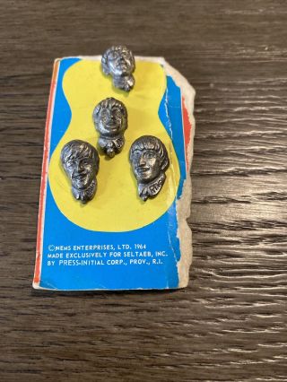 Vintage The Beatles 1964 Official Tie Tack Pin John Paul George Ringo Heads C - 44