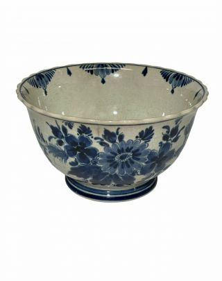 Vintage Pzh Delft Blauw Blue Bowl 1952 Plateelbakkerij Zuid - Holland Floral
