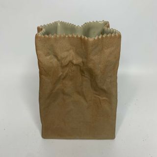 Vintage Rosenthal Studio - Line Ceramic 6” Brown Paper Bag Vase