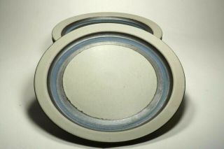 6 Mid Century Modern Otagiri Horizon Blue Black Stoneware Pottery Dinner Plates