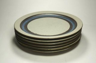 6 Mid Century Modern OTAGIRI HORIZON Blue Black Stoneware Pottery Dinner Plates 2