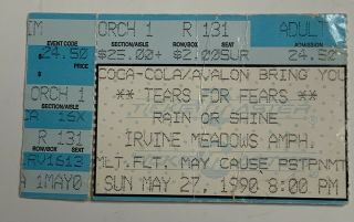 Vintage May 27,  1990 Tears For Fears Ticket Stub At Irvine Meadows Amphitheatre