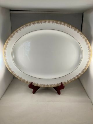 Gorgeous Oval Platter (17 "),  Royal Doulton China,  Gold Lace Pattern (h4989)