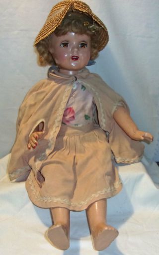 Vintage Unmarked 20 " Composition Doll - Sleepy Eyes,  Mohair Wig & Teeth