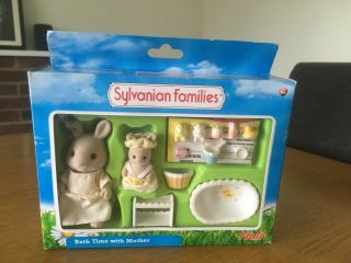 Rare & Retired Sylvanian Families Bath Time With Mother Set - Flair 2003