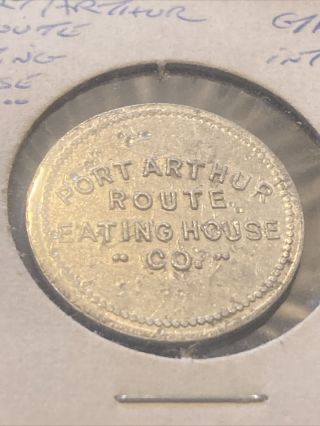 Vintage Coin,  Port Arthur Route Eating House 5 Cents Trade Metal Token T07