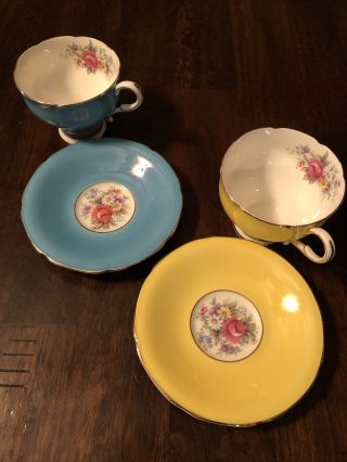 Vtg Paragon Cups & Saucers - Hm The Queen & Hm Queen Mary - Bone China England 4lot