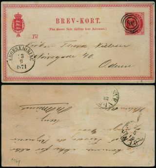 L129 Denmark Postcard Stationery Froeskioring Odense 1871