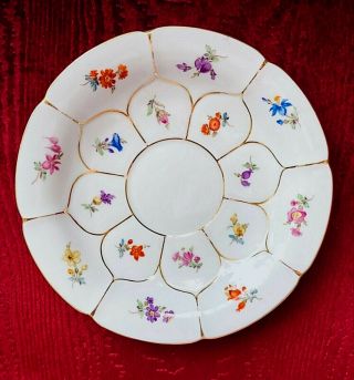 Meissen B Form 6 - 3/8 " D Saucer With Scattered Flowers Crossed Swords Mark