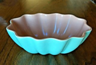 Vintage Catalina Island Art Pottery Saguaro Bowl - Aqua & Coral