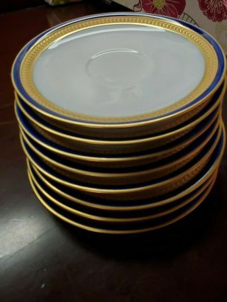 Vintage,  Rare Oac Okura Saucers,  Gold And Cobalt Blue,  Japan