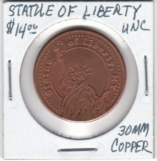 Token - Statue Of Liberty - Unc - 30 Mm Copper
