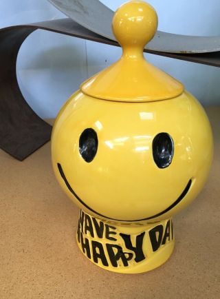 Vtg Mccoy Happy Face Smiley Cookie Jar 1971 