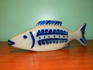 1989 Handmade Eldreth Pottery Salt Glazed Fish 10 3/4 " X 3 3/4 "