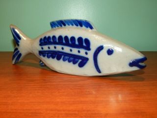 1989 Handmade Eldreth Pottery Salt Glazed Fish 10 3/4 