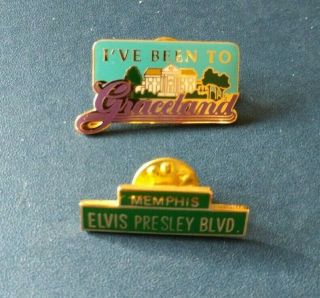 Set Of 2 Lapel Pins Elvis Presley Blvd.  Memphis & I 