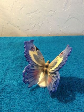 Volkstedt Karl Ens Large Standing Butterfly 1930s Porcelain Blue Yellow Germany
