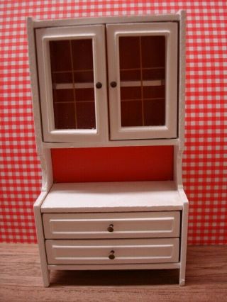 Vintage Lundby Dollhouse Miniature White Cabinet W/working Doors & Drawers