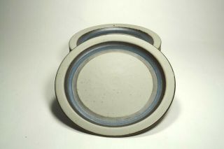 (6) Mid Century Modern Otagiri Horizon Blue Black Stoneware Pottery Lunch Plates