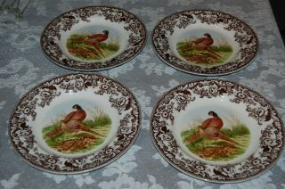 Spode Woodland Pheasant Game Dinner Plates 10 3/8 " - A Set Fof 4