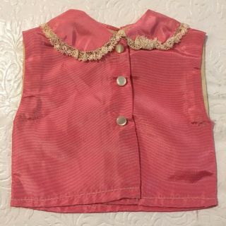 Vtg Handmade 18 - 20 " Baby Doll Clothing Silky Pink Sleeveless Blouse
