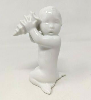 Vtg Bing & Grondahl B&g Sea Boy Mermaid Conch Shell 2264 Porcelain Figurine Cd21