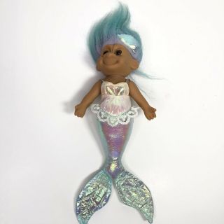 Vintage Russ Berrie 8 " Mermaid Aqua Shimmering Troll Doll 8035
