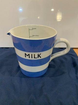Vintage Blue/white Cornishware T.  G.  Green England Green Milk Pitcher Measuring