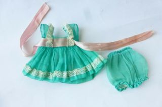 Vintage Vogue Doll Dress & Bloomers Ginny Turquoise Organdie W Lace Pink Ribbon