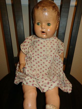 Vintage Antique 24” Unmarked Composition Baby Doll – Soft Body & Sleepy Eyes