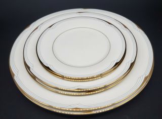 Set (6) Noritake Fine Porcelain Plates - Golden Cove 7719 - Dinner Salad Dessert