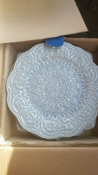 Rare SET OF FOUR Pier 1 CHATEAU CLAIR GREY Salad Plates Hard To Find 2