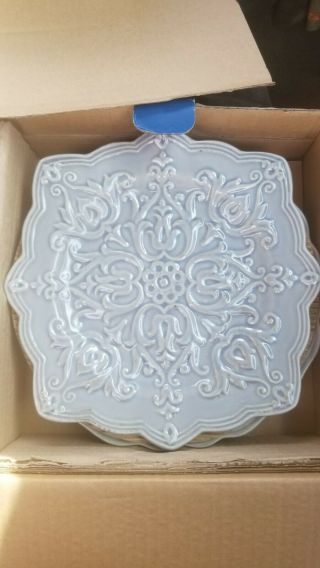 Rare SET OF FOUR Pier 1 CHATEAU CLAIR GREY Salad Plates Hard To Find 3