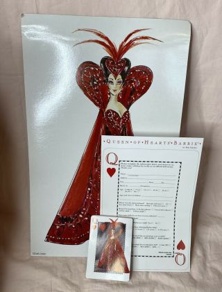 1994 QUEEN OF HEARTS BARBIE Doll - Bob Mackie Designer - MIB - Poker/Playing Cards 2