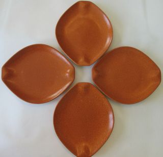 Set 4 Bread Butter Plates Vintage Roseville Art Pottery Terra Cotta Raymor Exc
