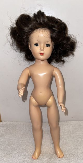 Vintage 14” Hard Plastic Doll Made In Usa On Back For Dress And Fix Up
