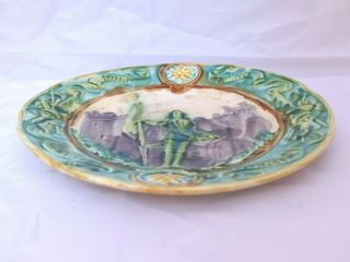 2 ANTIQUE 19TH French Jeanne d ' Arc Joan of Arc Collectable Majolica PLATE 8.  6 