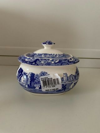 Spode Blue Italian Sugar Bowl Made In England