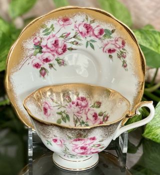 Royal Albert Rare Bridesmaid Roses Heavy Gold Gilt Pattern Teacup & Saucer Set