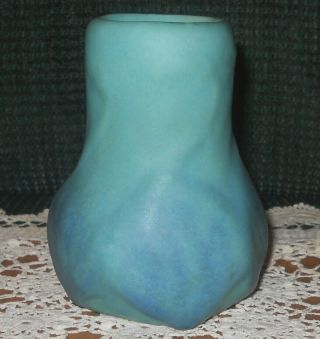 Vintage Van Briggle Pottery Ming Blue Swans Vase