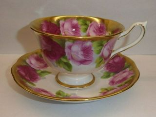 Old English Roses Royal Albert Cup And Saucer Wide Mouth Heavy Gold
