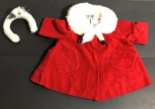 Vintage Chatty Cathy Red Velvet Coat And Earmuffs