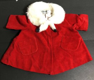 Vintage Chatty Cathy Red Velvet Coat and Earmuffs 2