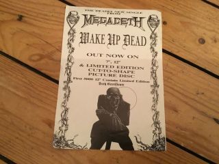 Megadeth - Wake Up Dead - Rare Flyer.  Thrash Metal