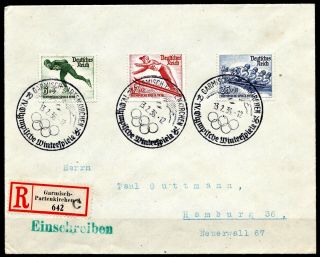 Germany - 1935 Winter Olympics - Full Set - On A Registered Envelope
