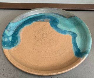 Large Round Vintage Studio Pottery Stoneware Ceramic Plate Mid Century Modern