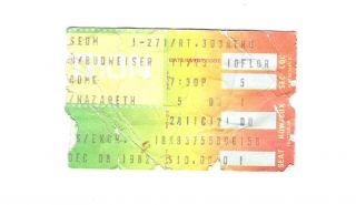Nazareth Cleveland,  Ohio Concert Ticket Stub 12/08/1982 Aerosmith & Rose Tattoo