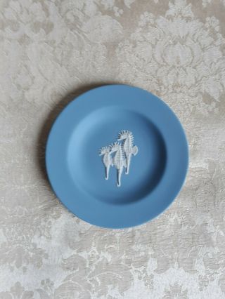 Rare Wedgwood Pale Blue Jasperware Seahorses Pin Dish